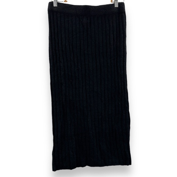 Aerie Black Soft Ribbed Front Slit Pull-On Maxi Skirt Sz S NEW - Picture 3 of 7